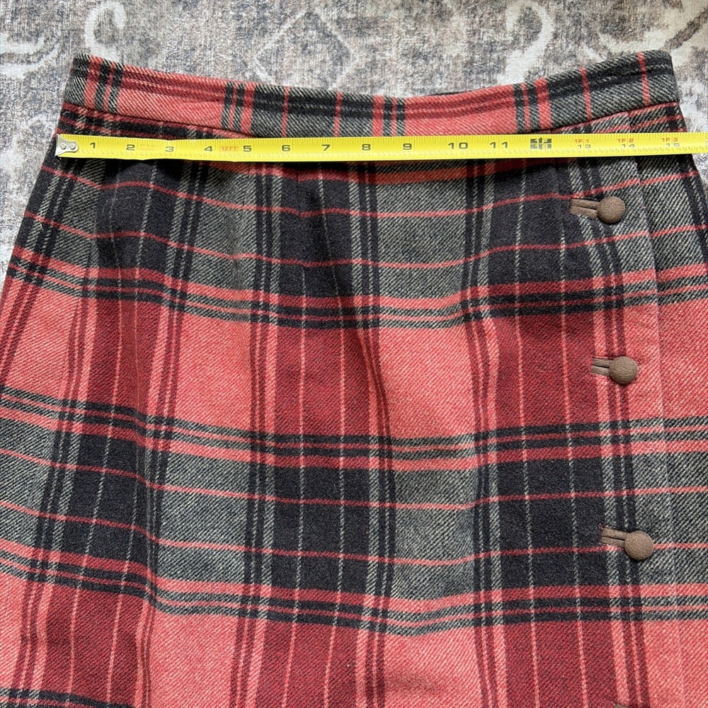 VTG Telluride Clothing Wool Blend  Women's Skirt Size 12 Lined, Red Brown Plaid - Picture 5 of 7